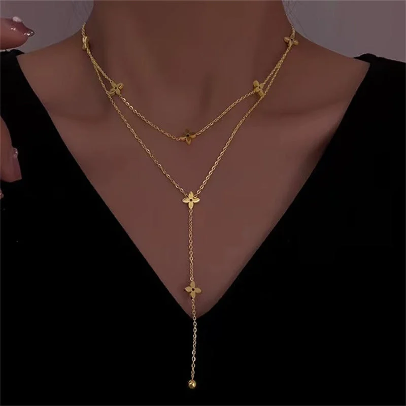 831 Double layered vintage necklace gold