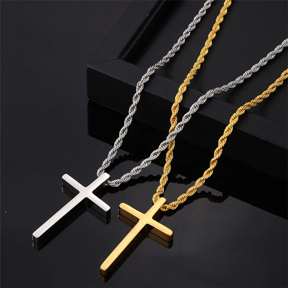 Women’s dainty necklaces-Vintage Style Simple Style Cross 304 Stainless Steel Plating Gold Plated Silver Plated Men'S Pendant Necklace