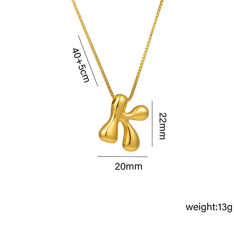 Women’s wedding pendant necklaces-Letter Text Number Titanium Steel 18K Gold Plated Necklaces