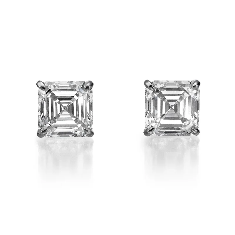 Summer trendy earrings for women -10.14 Ct Lab Grown Asscher Cut Diamond Stud Earrings