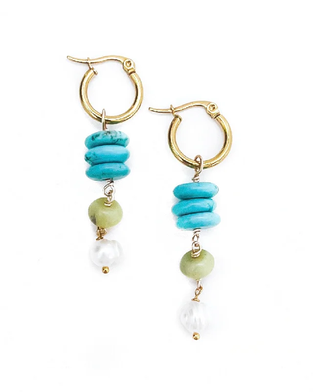 Hoop earrings for women -Cordelia Beaded Charm Hoop Earrings