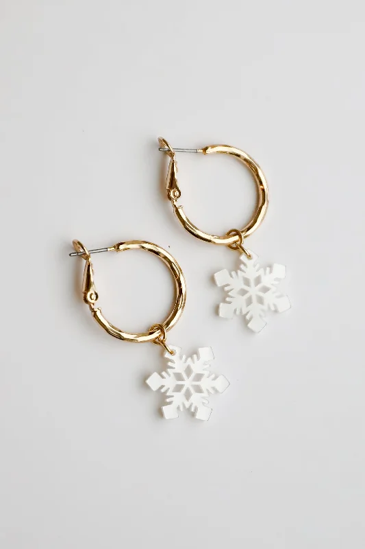 Natural style earrings for women -Natalie White Snowflake Drop Earrings