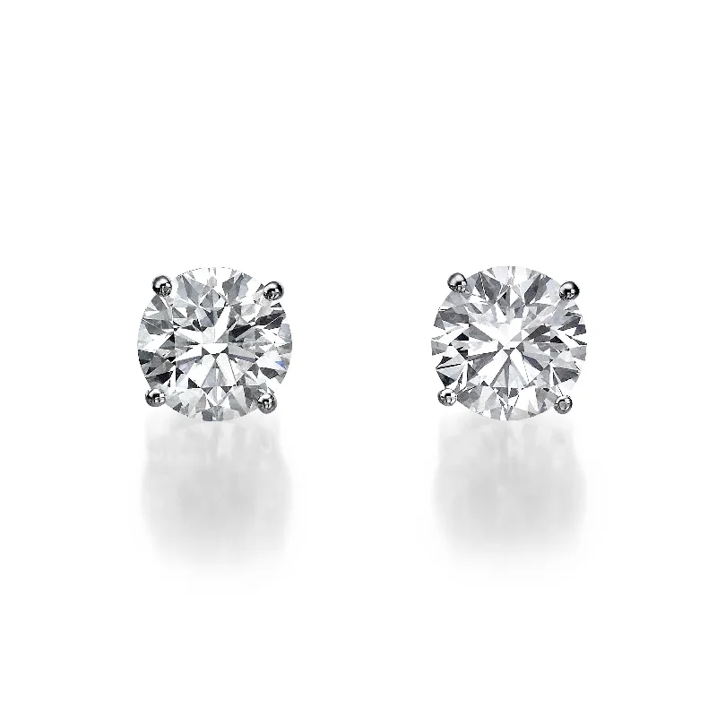 Trendy women's earrings -Classic Lab Grown Round Brilliant Cut Diamond Stud Earrings