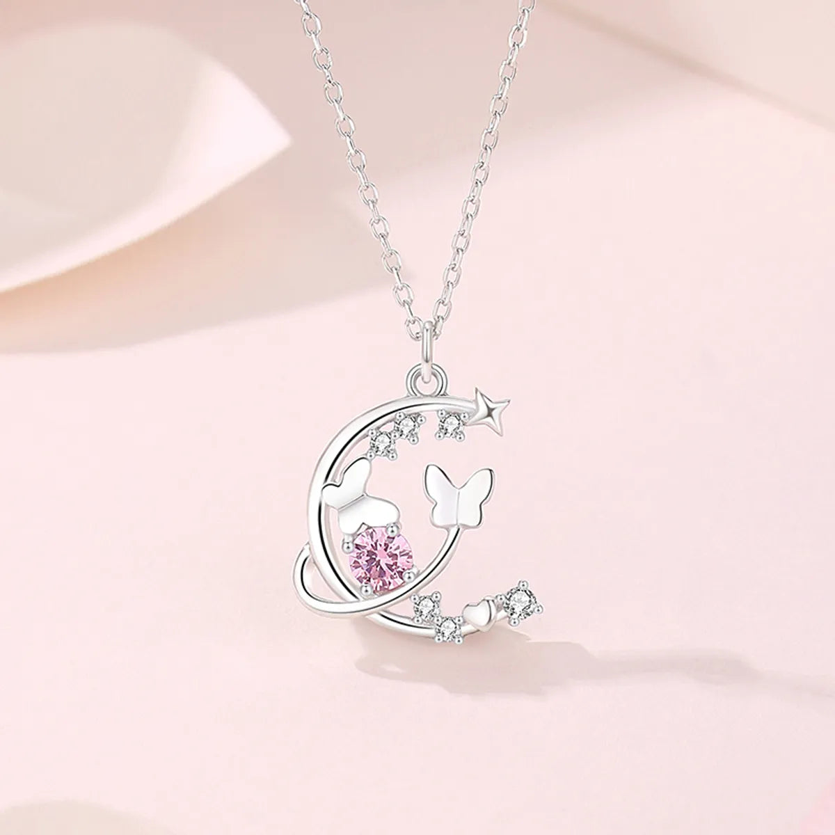 Women’s aquamarine necklaces-Ig Style Sweet Butterfly Sterling Silver Plating Inlay Zircon Pendant Necklace