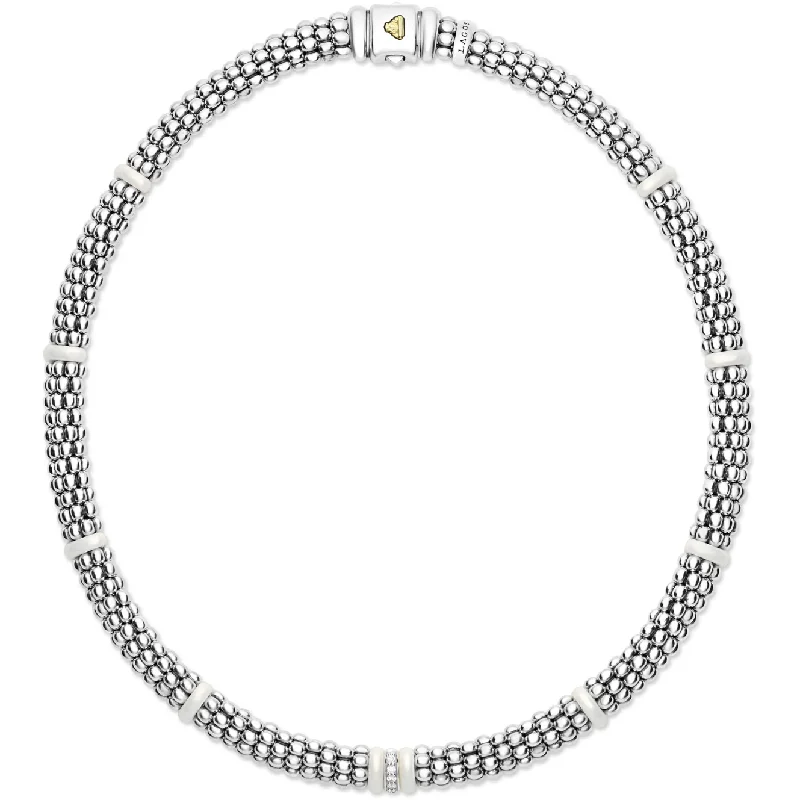 Women’s layered necklaces-Lagos Sterling Silver White Caviar Ceramic Necklace