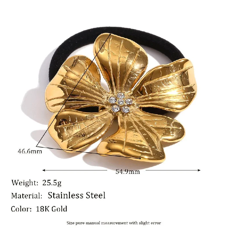 Flower with Diamond Hair Rope - Gold