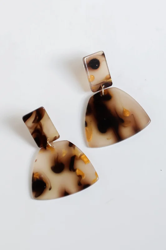 Earrings for everyday wear -Paige Brown Tortoise Acrylic Drop Earrings