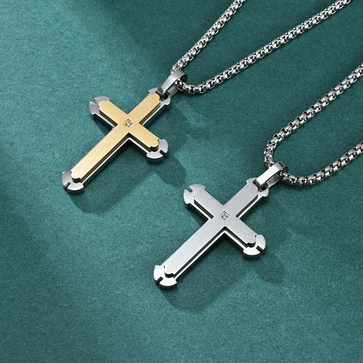 Women’s delicate necklaces-Hip-Hop Retro Cross 304 Stainless Steel Plating Inlay Zircon Men'S Pendant Necklace