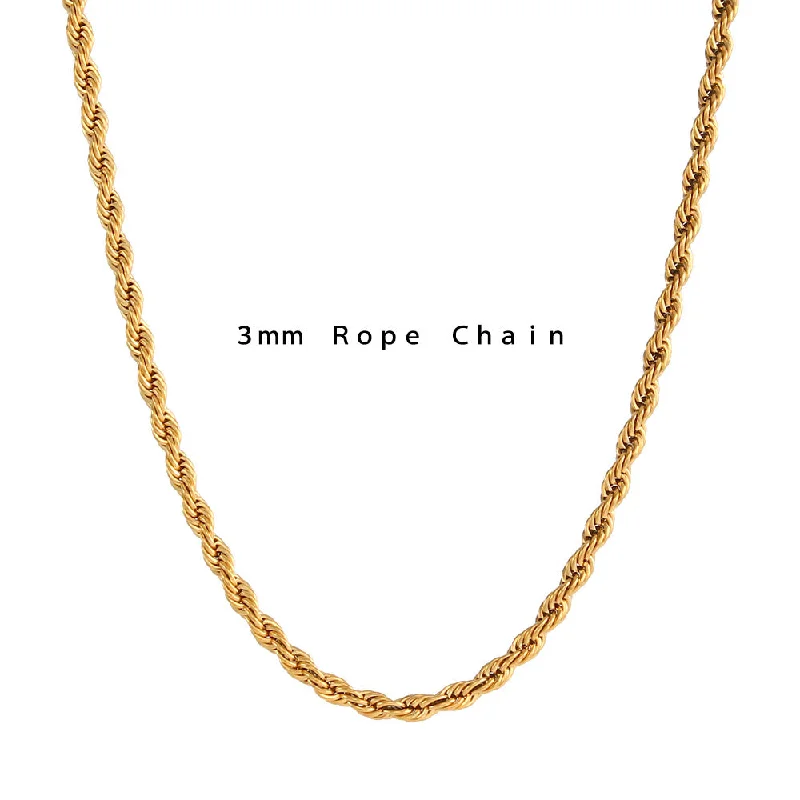 3mm Fried Dough Twists chain necklace 40 5cm