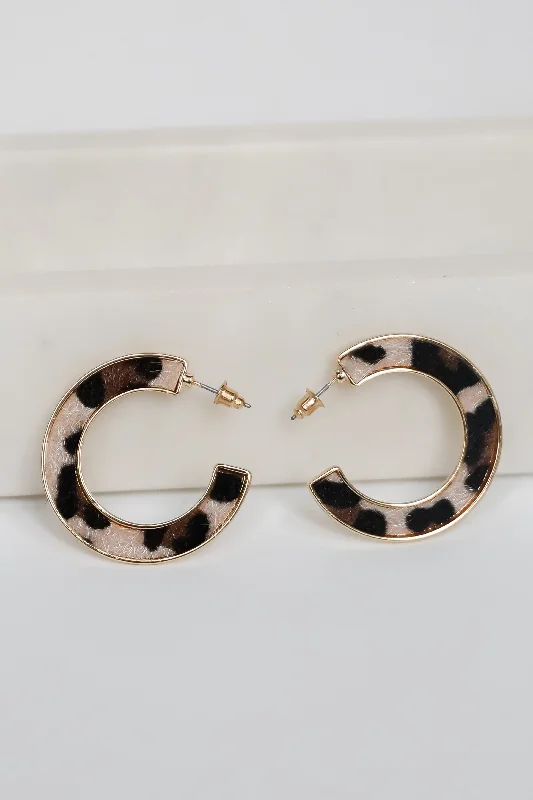 Boyfriend style earrings for women -Raven Leopard Hoop Earrings