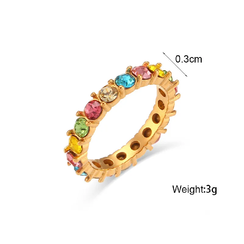 Micro Set Zircon Fine Ring - Colored Diamond Light Color-6