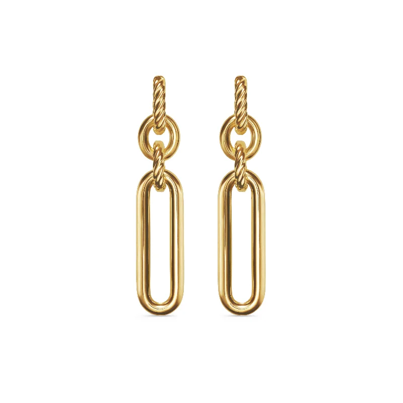 Gold women's earrings -Lexington Double Link Drop Earrings in 18K Yellow Gold\, 53.5mm