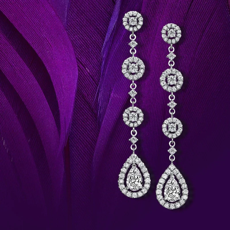 Jewelry women's earrings -Pearfection 2.01 ct Drop Earrings of Diamonds in 18K White Gold