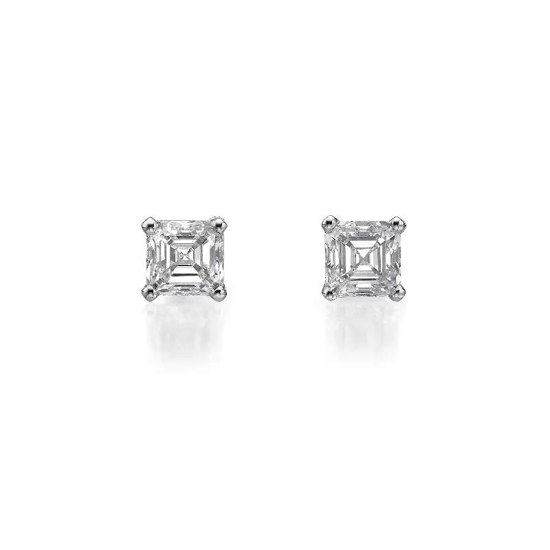 Earrings for everyday wear -2 ct Asscher Cut Diamond Stud Earrings