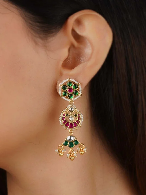 Exquisite women's earrings -Multicolor Gold Plated Mishr Earrings - MR-E225M