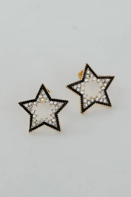 Double circle women's earrings -Rachel Gold Rhinestone Star Earrings