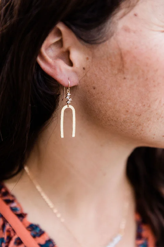 Women's earrings with diamonds -Long Geometric Earrings with Crystal Detail