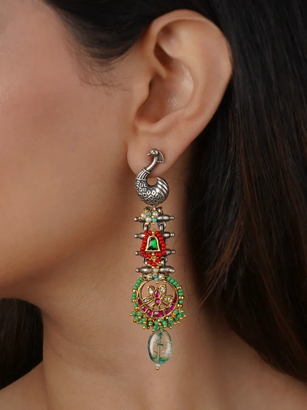 Layered women's earrings -Multicolor Tribal Earrings - EK-SFEAR413M