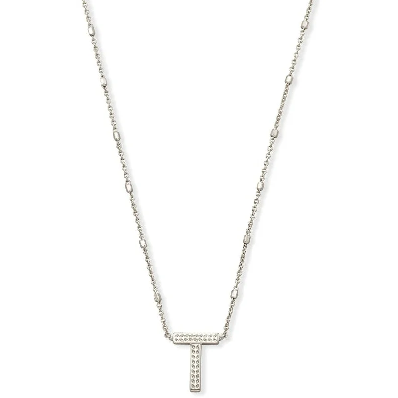 Women’s fashion necklaces-Kendra Scott Letter "T" Necklace In Silver Metal