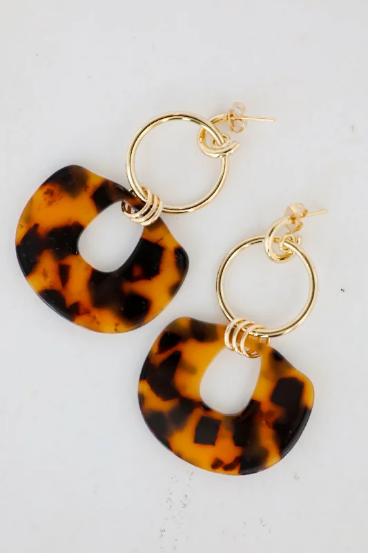 Sterling silver women's earrings -Hannah Tortoise Drop Earrings