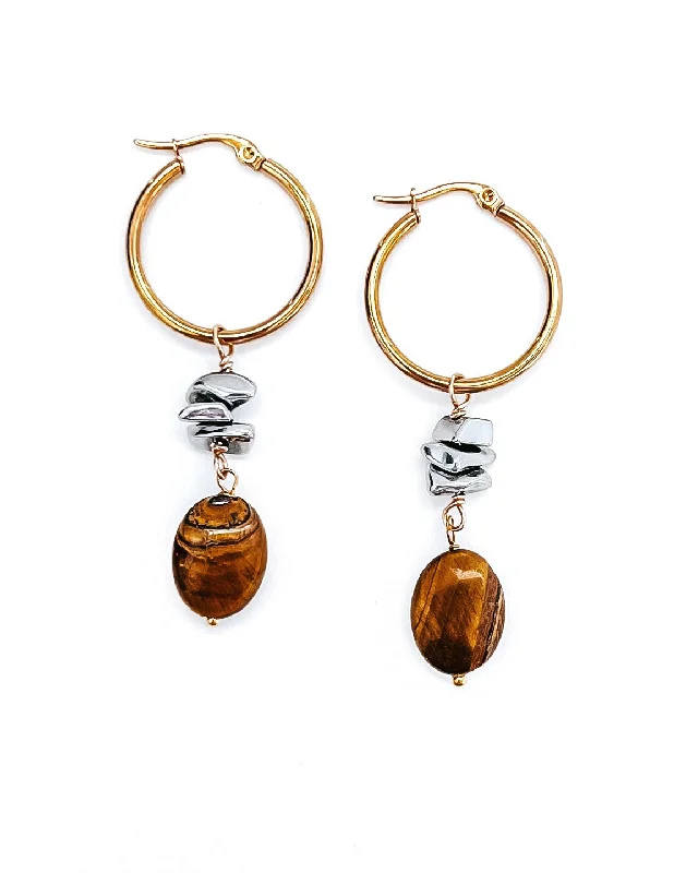 Vintage style earrings for women -Carissa Beaded Charm Hoop Earrings