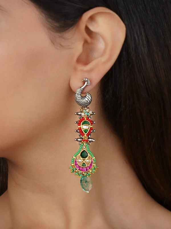 Big women's fashion earrings -Multicolor Tribal Earrings - EK-SFEAR412M