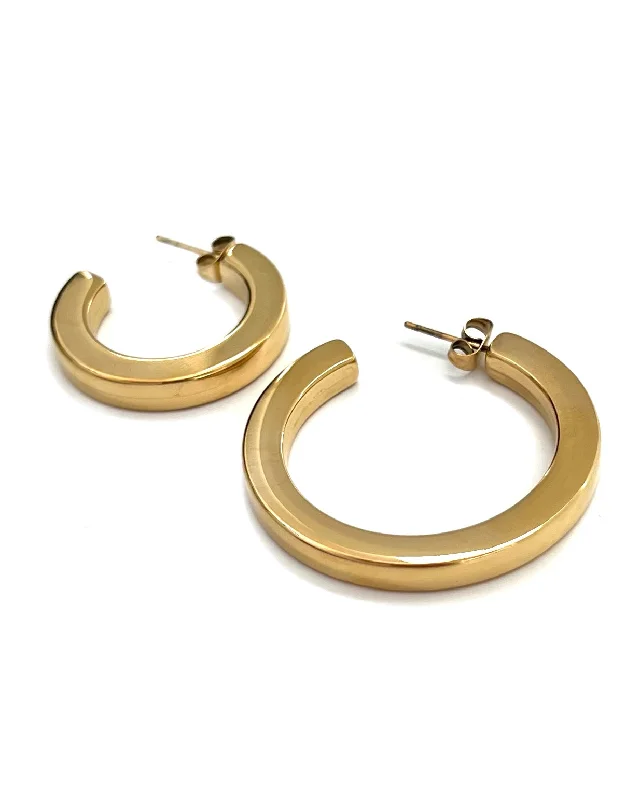 Colorful earrings for women -Eilish Everyday Gold Hoops || Choose Size