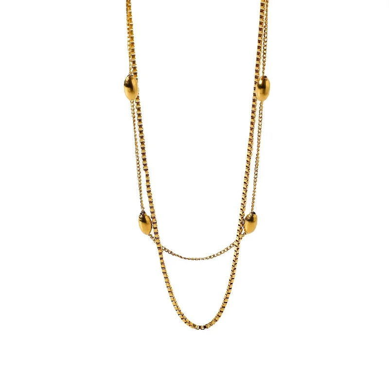 Women’s sleek pendant necklaces-IG Style Chain Geometric Stainless Steel 18K Gold Plated Necklaces