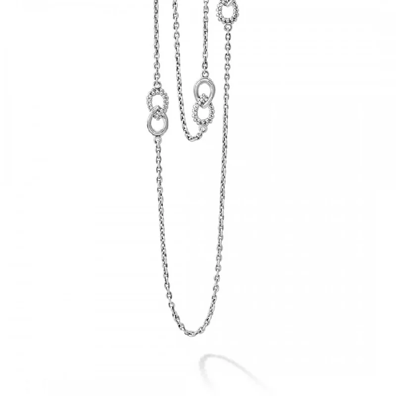 Women’s chain necklaces-Lagos Sterling Silver Signature Caviar 32" Interlocking Pear Shape Links Necklace