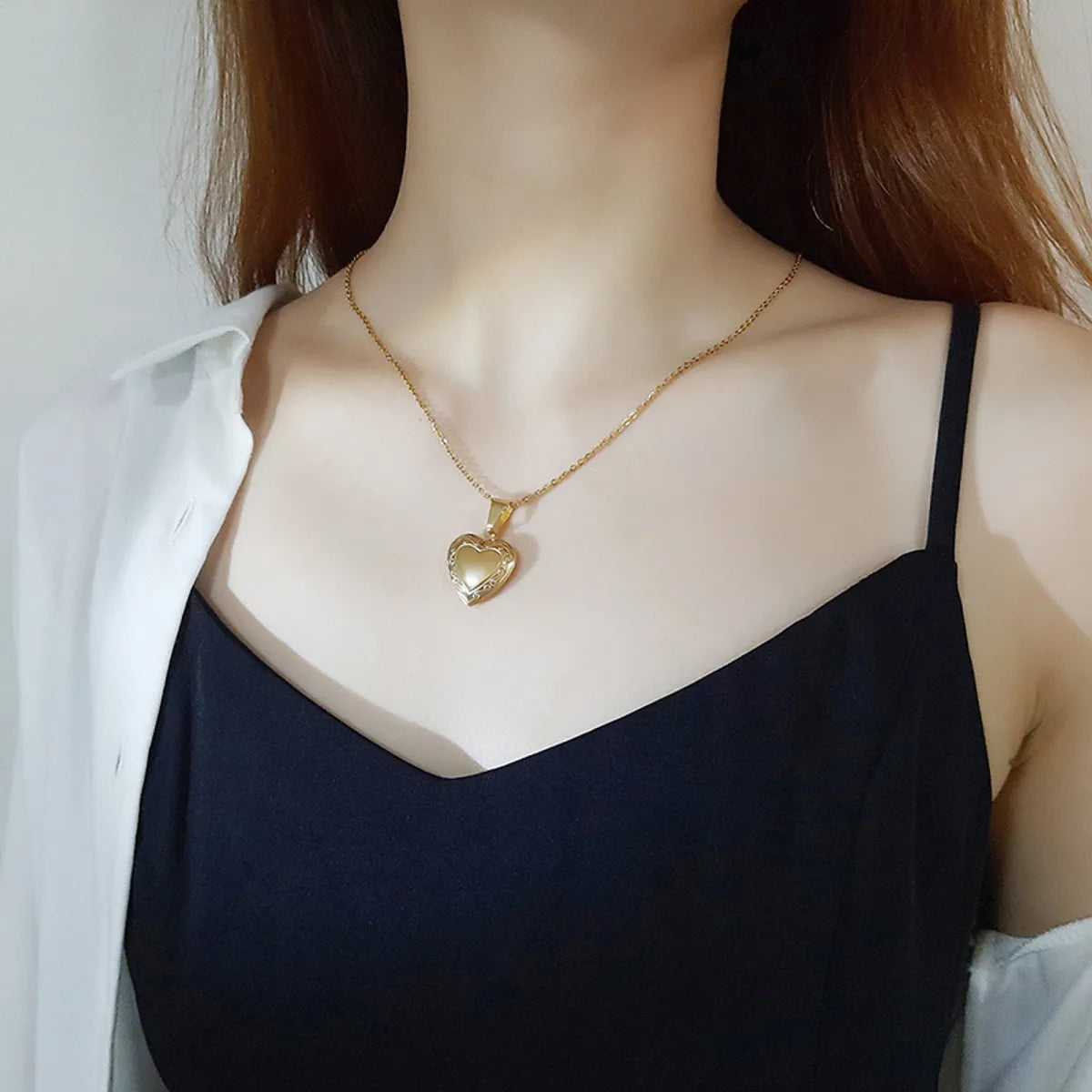 Women’s gold necklaces-Simple Style Heart Shape Stainless Steel Plating Zircon Pendant Necklace 1 Piece