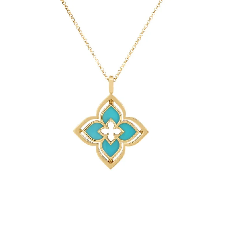 Women’s elegant gold necklaces-Roberto Coin 18K Gold Venetian Princess Reversible Diamond & Turquoise Necklace