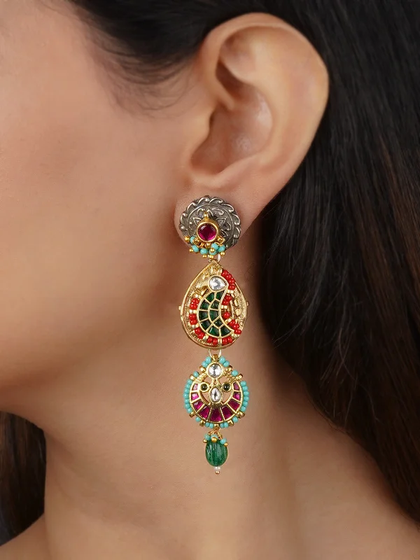 Geometric earrings for women -Multicolor Tribal Earrings - EK-SFEAR432M