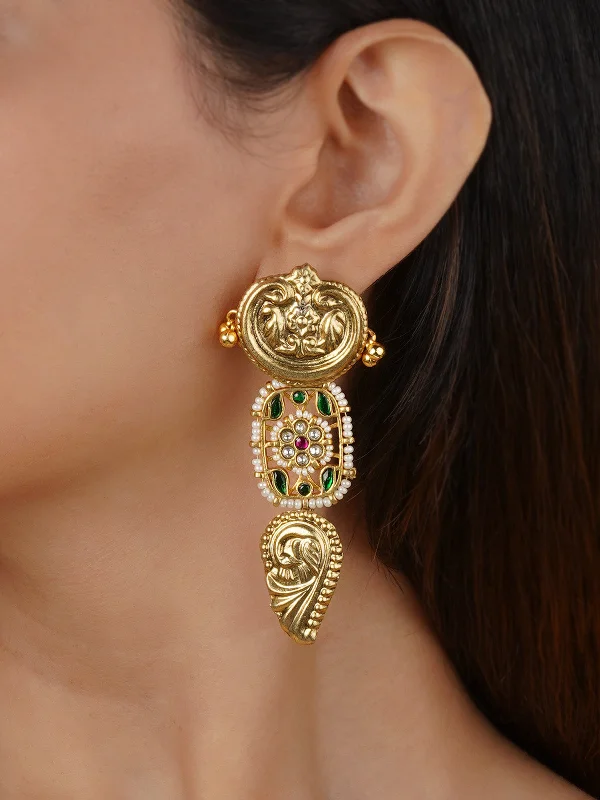 Diamond earrings for women -Multicolor Gold Plated Mishr Earrings - MR-E255M