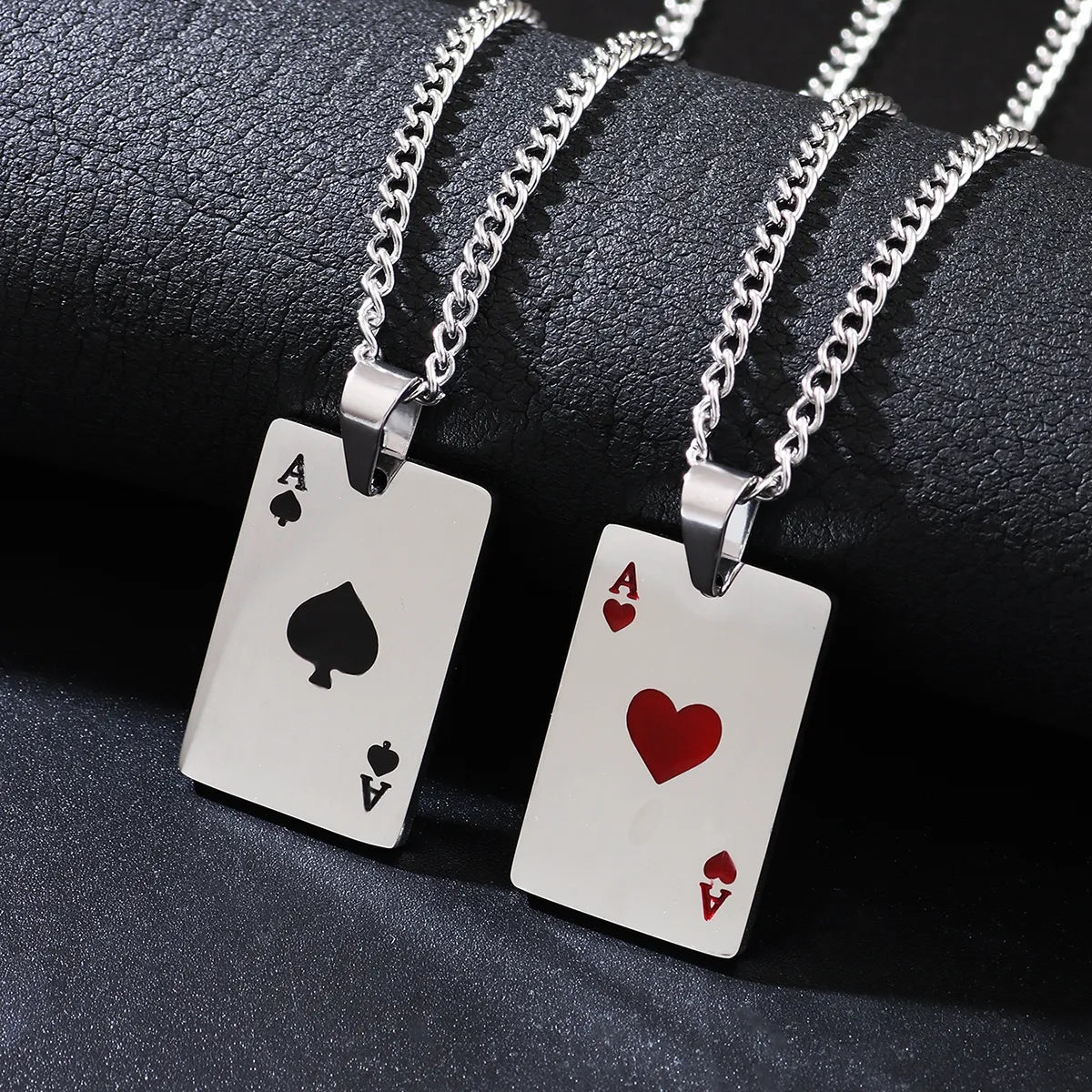 Women’s infinity necklaces-Hip-Hop Poker Stainless Steel Alloy Titanium Steel Plating Unisex Pendant Necklace Long Necklace