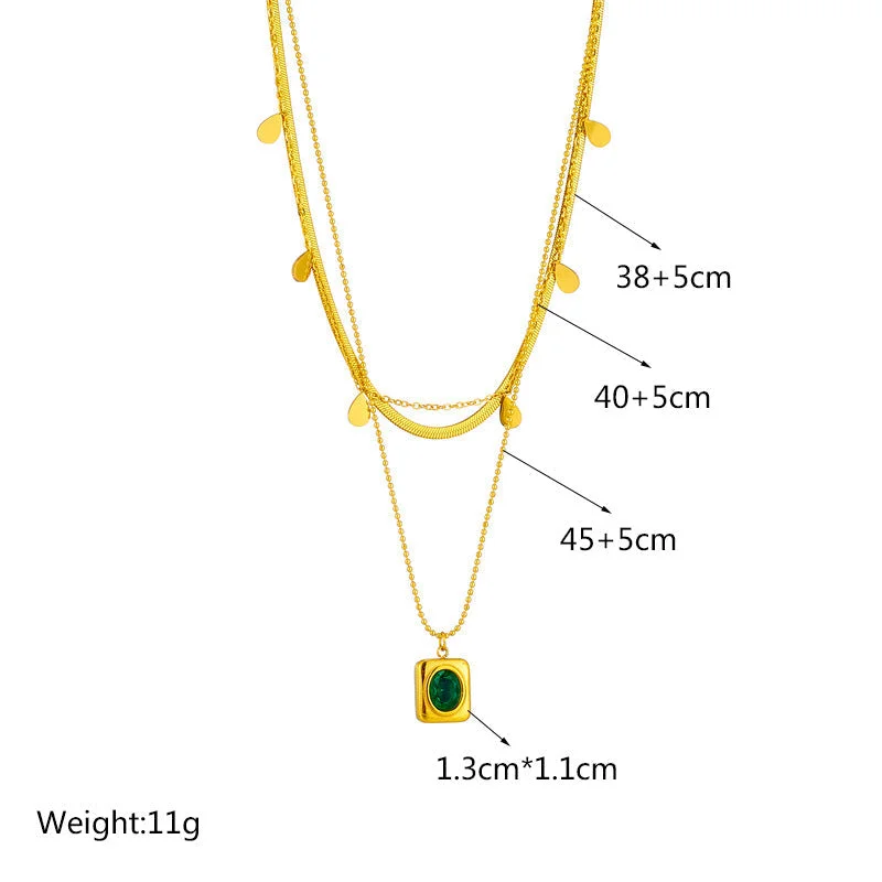 Women’s celestial necklaces-Fashion Women Square Chain Titanium Steel Electroplating Jewelry Sets