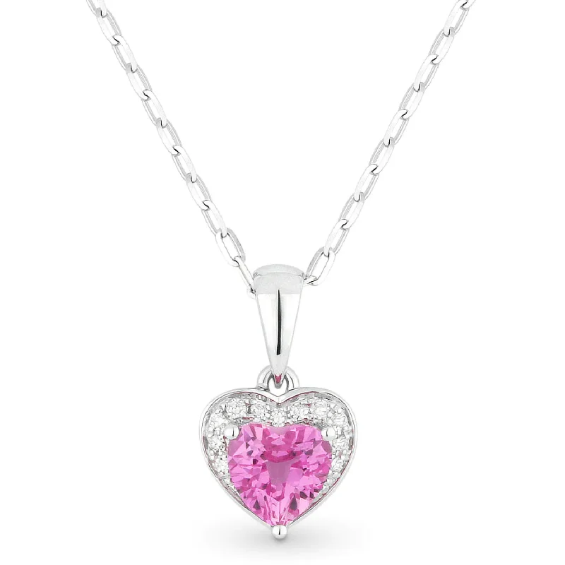 Women’s pearl necklaces-14K White Gold Heart Gemstone and Diamond Accent Pendant