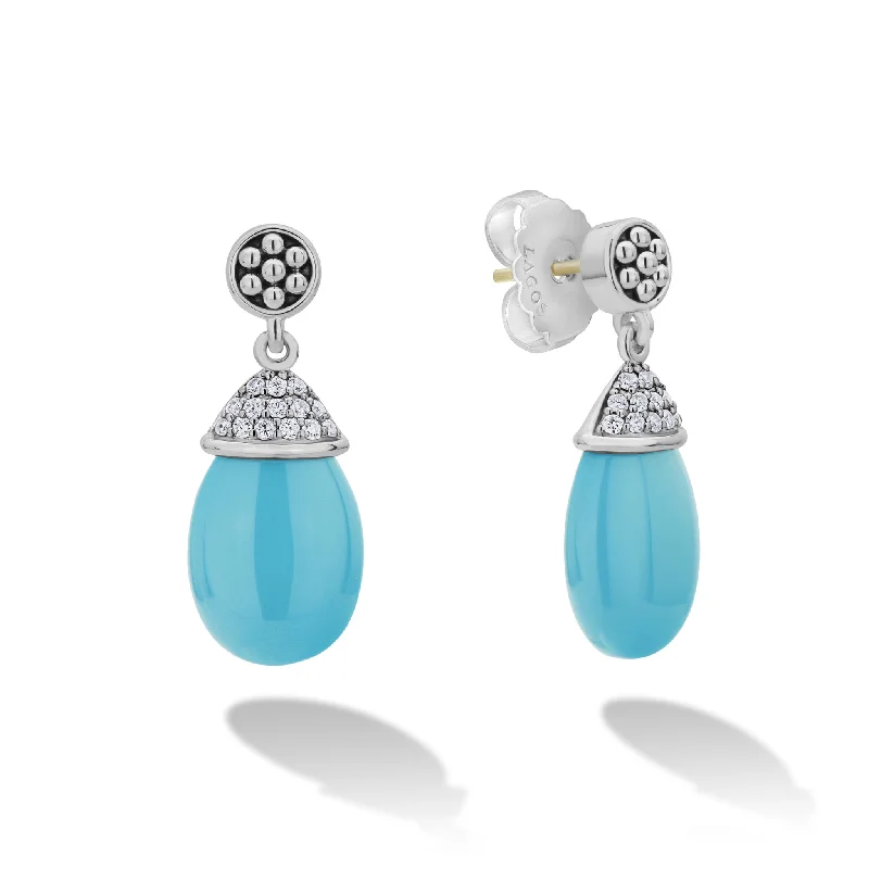 Dangle earrings for women -Blue Caviar Ceramic Diamond Drop Earrings