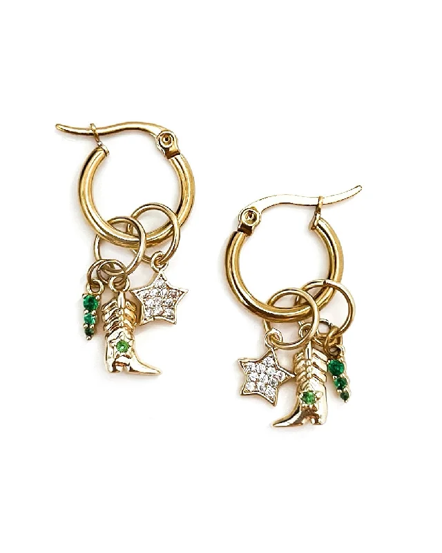 American style women's earrings -Ernest Charm Hoop Earrings