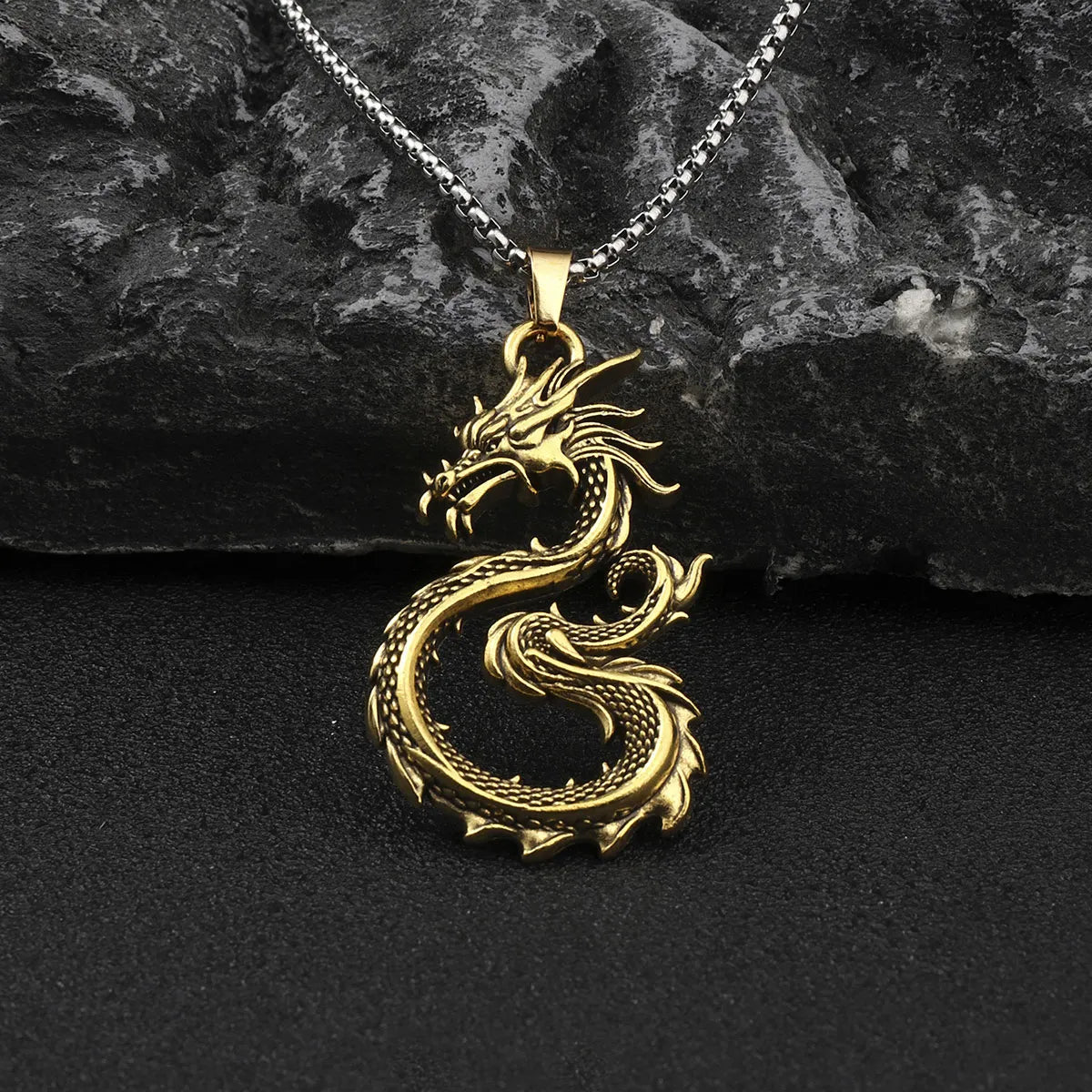 Women’s long pendant necklaces-Hip-Hop Dragon Zinc Alloy Plating Men'S Pendant Necklace