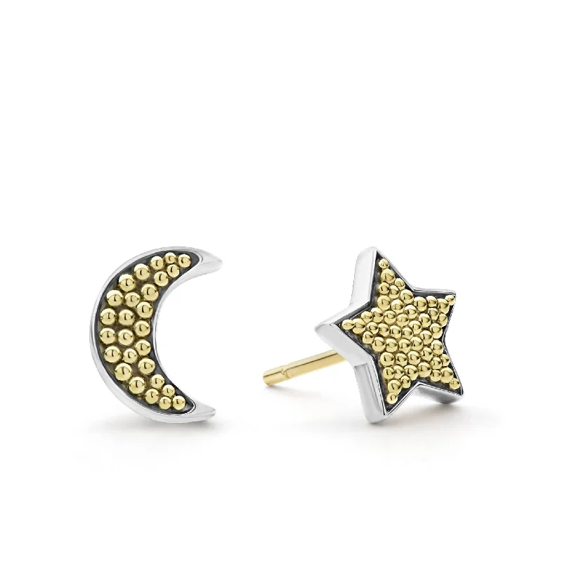 Small women's earrings -Signature Caviar Moon and Star Stud Earrings