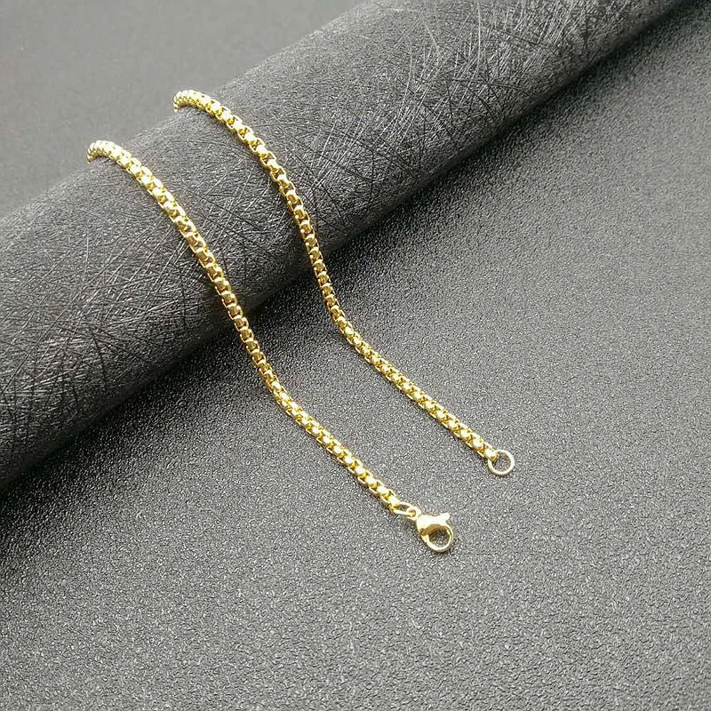 Golden 3mm * 61cm Square Bead Necklace