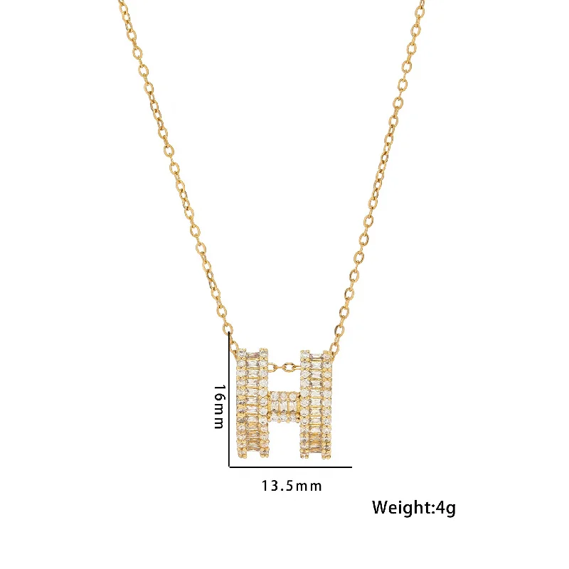 Women’s modern necklaces-IG Style Letter Text Number Stainless Steel 18K Gold Plated Necklaces