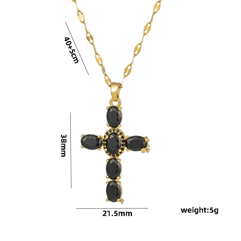 505 Gold Black Zircon Cross