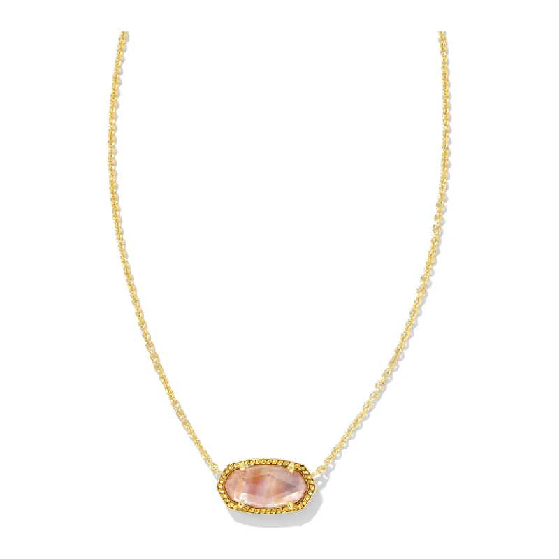 Women’s designer necklaces-Kendra Scott Elisa Gold Necklace in Light Pink Iridescent Abalone