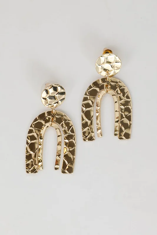 Elegant women's earrings -Phoebe Gold Textured Statement Earrings