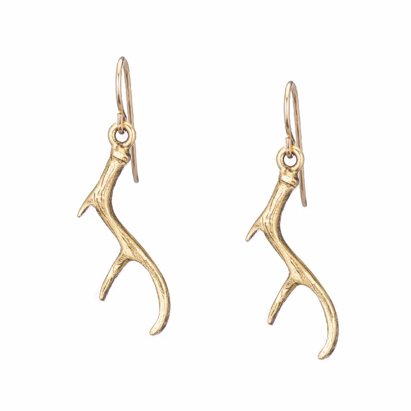 Hoop earrings for women -Gold Antler Earrings