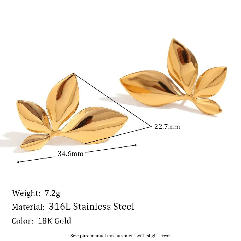 Casting smooth flower leaf earrings - gold