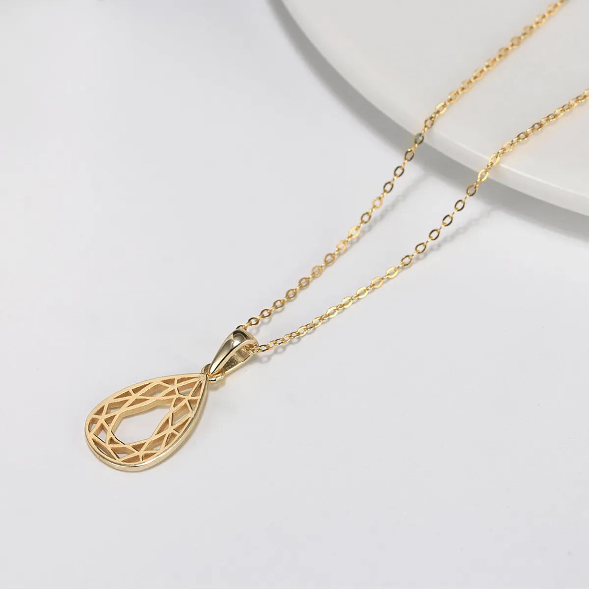 Women’s platinum necklaces-Casual Simple Style Water Droplets Sterling Silver Plating Hollow Out 14k Gold Plated Silver Plated Pendant Necklace