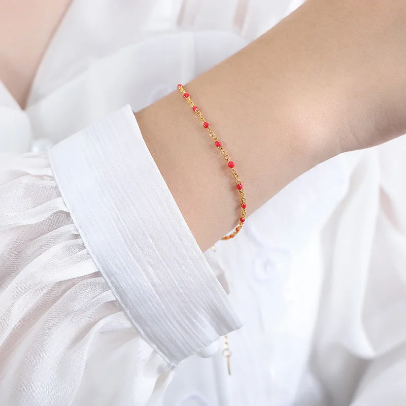 E480 Red Drip Oil Bracelet -17+5cm