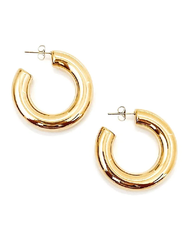 Rose flower earrings for women -Efa Gold Hoop Earrings